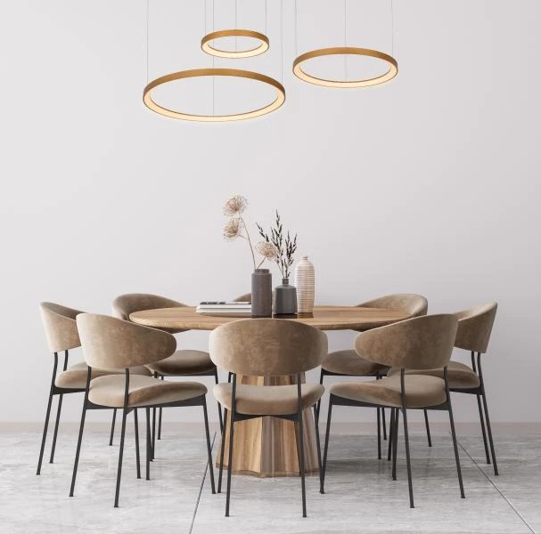 Lucide VIDAL - Pendant light - Ø 78 cm - LED Dim. - 1x120W 2700K - Matt Gold / Brass - ambiance 1